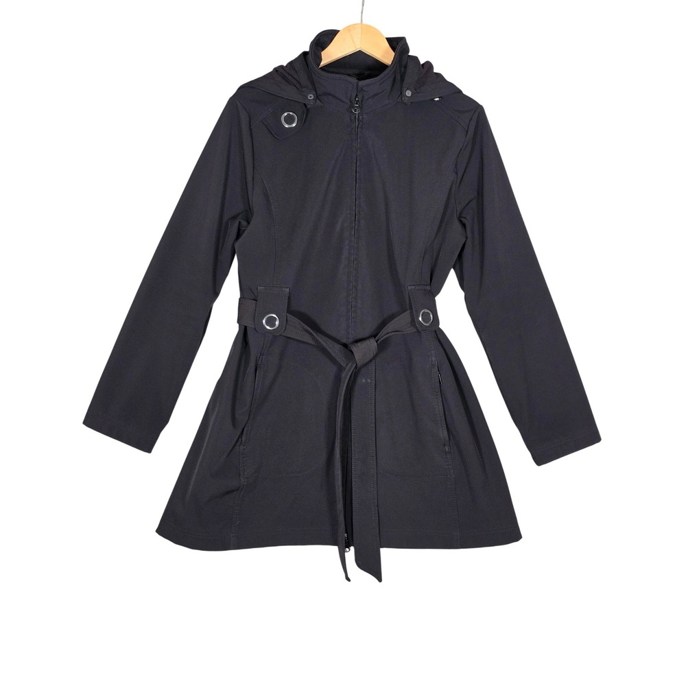 Ricki's Women's Soft Shell Belted Detachable Hood Trench Coat Extra Large
